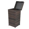 With Top Cover Iron Frame Rattan Trash Can Brown Gradient