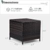 Outdoor PE Wicker Side Table with Storage, Patio Rattan End Table Square Container for Furniture Covers, Toys and Gardening Tools, Brown