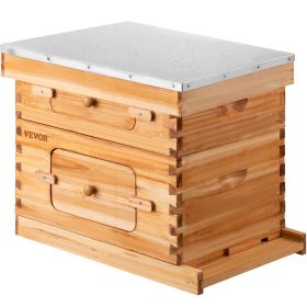 VEVOR Beehive Box Kit Bee Honey Hive 20 Frames 1 Deep 1 Medium Natural Fir Wood