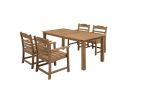 HIPS Dining Set, Rectangular All Weather Dining Table 5 Pieces(4 Dinning chair+ 1 Dining Table), Outdoor/Indoor Use,TEAK