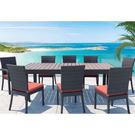 Balcones 9-Piece Outdoor Dining Table Set With 8-Dining Chairs, Brown/Terracotta