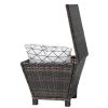 Outdoor PE Wicker Side Table with Storage, Small Patio Storage Bin Container for Hose Cushion Towel, Brown