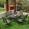 MEOOEM Patio Textilene Swivel Chairs 6PCS Outdoor Dining Chairs with Mesh Fabric Weather Resistant Furniture for Garden Backyard