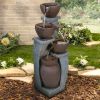 32.8" H 4-Tier Modern Outdoor Water Fountain - LED Lighted Indoor Outdoor Garden Fountains and Waterfalls for Garden, Patio, Backyard, Deck, Porch and