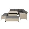 6-Piece Patio Furniture Set Outdoor Wicker Rattan Sectional Sofa with Table and Benches for Backyard, Garden, Poolside