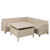 6-Piece Patio Furniture Set Outdoor Wicker Rattan Sectional Sofa with Table and Benches for Backyard, Garden, Poolside