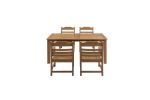 HIPS Dining Set, Rectangular All Weather Dining Table 5 Pieces(4 Dinning chair+ 1 Dining Table), Outdoor/Indoor Use,TEAK