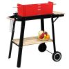 85*42*86cm Four Legs With Wheels Square Enamel Charcoal Oven Black Red