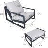 2PCS Aluminum Recliner Sets; All Weather Reclining Lounge Armchair Sets with Ottoman and Cushions; for Indoor or Outdoor; Grey