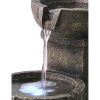 16inches Outdoor Water Fountain with LED Light - Modern Curved Indoor-Outdoor Waterfall Fountain