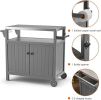 TORVA Portable Outdoor Grill Prep Table With Storage, Waterproof Outdoor Grill Cabinet, Stainless Steel Tabletop Outdoor Kitchen Island, BBQ Cart With