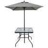 Outdoor Patio Dining Set for 4 People, Metal Patio Furniture Table and Chair Set with Umbrella, Black