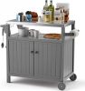 TORVA Portable Outdoor Grill Prep Table With Storage, Waterproof Outdoor Grill Cabinet, Stainless Steel Tabletop Outdoor Kitchen Island, BBQ Cart With