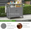 TORVA Portable Outdoor Grill Prep Table With Storage, Waterproof Outdoor Grill Cabinet, Stainless Steel Tabletop Outdoor Kitchen Island, BBQ Cart With