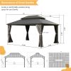 10' X 14' Hardtop Gazebo, Aluminum Metal Gazebo with Galvanized Steel Double Roof Canopy, Curtain and Netting, Permanent Gazebo Pavilion for Patio, Ba