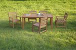 HIPS Dining Set, Rectangular All Weather Dining Table 5 Pieces(4 Dinning chair+ 1 Dining Table), Outdoor/Indoor Use,TEAK