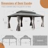 12' X 20' Hardtop Gazebo, Aluminum Metal Gazebo with Galvanized Steel Double Roof Canopy, Curtain and Netting, Permanent Gazebo Pavilion for Patio, Ba