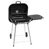 28" Portable Charcoal Grill with Wheels and Foldable Side Shelf, Large BBQ Smoker with Adjustable Vents on Lid for Outdoor Party Camping Picnic