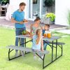 Indoor and Outdoor Folding Picnic Table Bench Set with Wood-like Texture