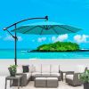 10 ft Outdoor Patio Umbrella Solar Powered LED Lighted Sun Shade Market Waterproof 8 Ribs Umbrella with Crank and Cross Base for Garden Deck Backyard