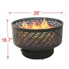 26" Wood Burning Lightweight Portable Outdoor Firepit With Faux Wood Lid Backyard Fireplace for Camping Bonfire