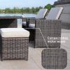 Direct Wicker 9-Piece Outdoor PE Rattan Patio Dining Set with Ottoman and Cushion