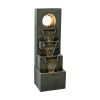 39.3inches High Modern Floor Fountain Outdoor with LED Lights