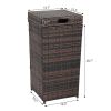 With Top Cover Iron Frame Rattan Trash Can Brown Gradient