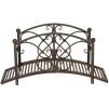 3.3' Metal Garden Bridge, Decorative Classic Footbridge Pond Bridge with Safety Railings for Backyard Garden Creek, Rust Brown