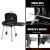 28" Portable Charcoal Grill with Wheels and Foldable Side Shelf, Large BBQ Smoker with Adjustable Vents on Lid for Outdoor Party Camping Picnic