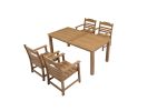 HIPS Dining Set, Rectangular All Weather Dining Table 5 Pieces(4 Dinning chair+ 1 Dining Table), Outdoor/Indoor Use,TEAK