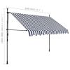 Manual Retractable Awning with LED 118.1" Blue and White