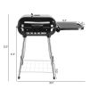 28" Portable Charcoal Grill with Wheels and Foldable Side Shelf, Large BBQ Smoker with Adjustable Vents on Lid for Outdoor Party Camping Picnic