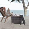 Outdoor PE Wicker Side Table with Storage, Patio Rattan End Table Square Container for Furniture Covers, Toys and Gardening Tools, Brown