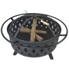 Iron Fire Pit Set Heating Equipment Camping Fire Bowl with Poker Mesh Cover for Backyard Patio