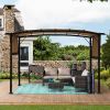 12 x 9 Ft Outdoor Pergola Patio Gazebo,Retractable Shade Canopy,Steel Frame Grape Gazebo,Sunshelter Pergola for Gardens,Terraces,Backyard