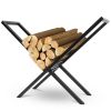 Firewood Log Rack 220LBS Steel Wood Lumber Storage Stacking Rack X Shape Storage Holder for Fireplace Firepit