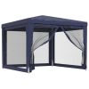 Party Tent with 4 Mesh Sidewalls Blue 9.8'x9.8' HDPE