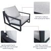 2PCS Aluminum Recliner Sets; All Weather Reclining Lounge Armchair Sets with Ottoman and Cushions; for Indoor or Outdoor; Grey