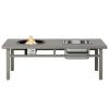 3-in-1 Coffee Table with Ice Bucket and Fire Pit - Gray