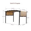 12 x 9 Ft Outdoor Pergola Patio Gazebo,Retractable Shade Canopy,Steel Frame Grape Gazebo,Sunshelter Pergola for Gardens,Terraces,Backyard