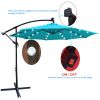 10 ft Outdoor Patio Umbrella Solar Powered LED Lighted Sun Shade Market Waterproof 8 Ribs Umbrella with Crank and Cross Base for Garden Deck Backyard