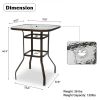 31 Inch Patio Bar Table, Square Outdoor Bar Height Bistro Table with Tempered Glass Tabletop & Umbrella Hole, Outdoor Cocktail Table for Patio Yard Po