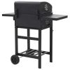 Charcoal-Fueled BBQ Grill with Bottom Shelf Black