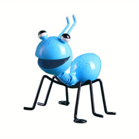 1pc/4pcs, Metal Crafts Creative Ant, Ant Metal Sculpture, Garden Ant Decor, Wall Hanging Decor, Garden Lawn Decor, Indoor Decor, Outdoor Colorful Deco (Color: Blue)