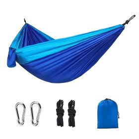 1pc Outdoor Camping Hammock; Portable Nylon Parachute Hammock 106*55in (Color: 106*55in Light Blue And Gray)