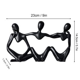 Nordic Art Abstract Thinker Statue Home Crafts Resin Statues Abstract Figure Sculpture Thinker Table Office Home Desktop Decor (Color: C1- Black, Ships From: CN)