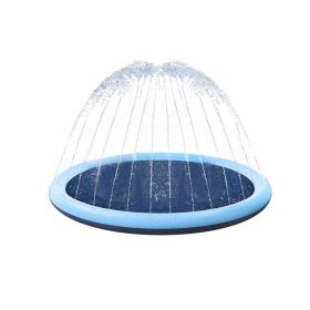 100/170 CM Children Pet Water Mat Summer Beach Inflatable Water Spray Pad Lawn Swimming Pool Mat Pet Sprinkler Outdoor Game Toy (Color: 100cm Blue, Ships From: China)