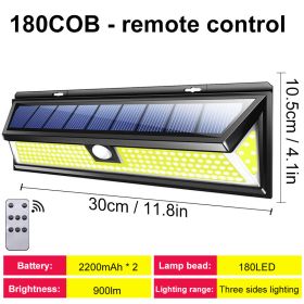 Solar Led Light Outdoor Solar Wall Light Outdoor Sensor Light Solar Led Lamp Outdoor Solar Panel Light With Motion Sensor Garden (Emitting Color: 180LED with remote, Ships From: CN)