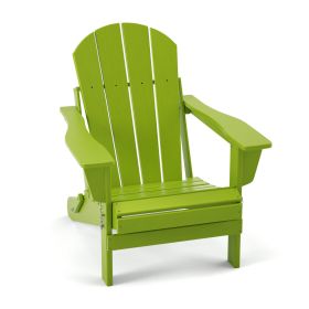 Folding Adirondack Chair;  Fire Pit Chair; Patio Outdoor Chairs All-Weather Proof HDPE Resin for BBQ Beach Deck Garden Lawn Backyard-Navy Blue (Color: Lemon Green)